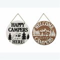 Youngs Wood Happy Camper Welcome Door Hanger, Assorted Color - 2 Piece 20816